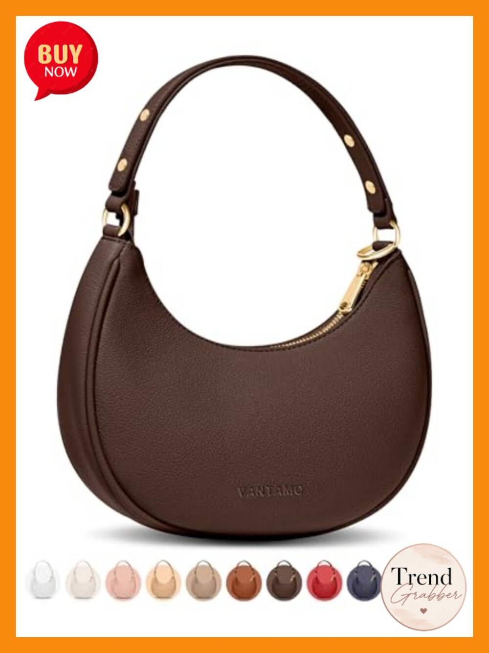Half Moon Clutch Crossbody Bag PU Leather RFID Anti-Theft Clip